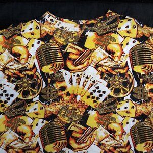 Vintage Give Me Face Dice Cards Mics Rims AOP T-Shirt